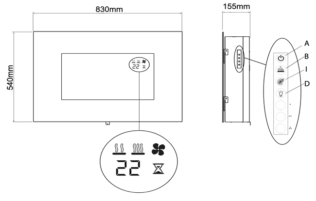 Dimplex Artsia Sizes