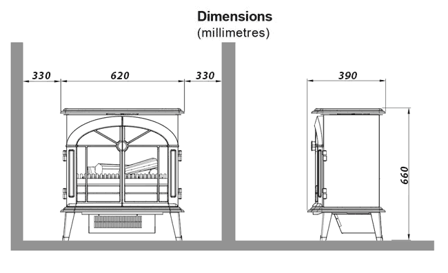 Dimplex Meribel Stove Sizes