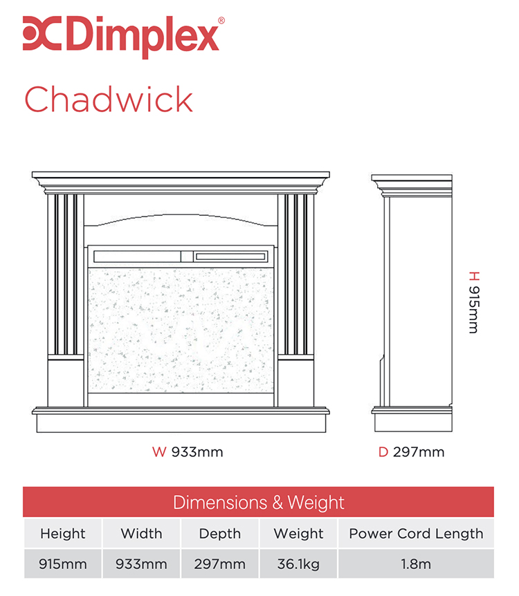 Dimplex Chadwick Fireplace Suite Dimensions