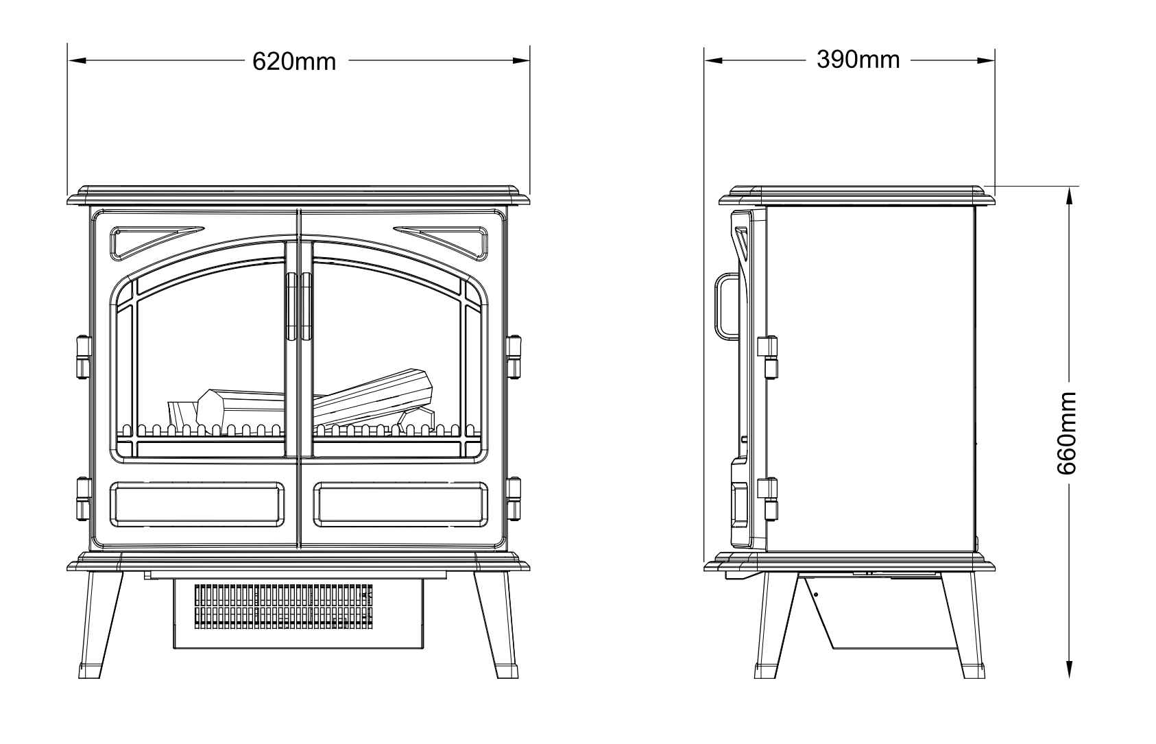 Dimplex Fortrose Electric Stove Dimensions