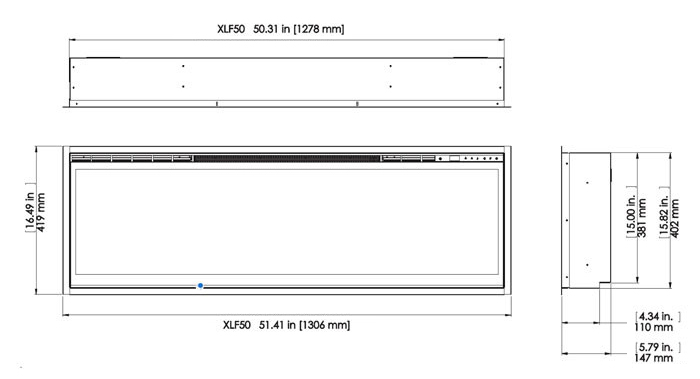 Dimplex Ignite XL 50 Dimensions