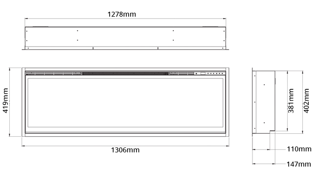 Dimplex Ignite XL 50 Dimensions