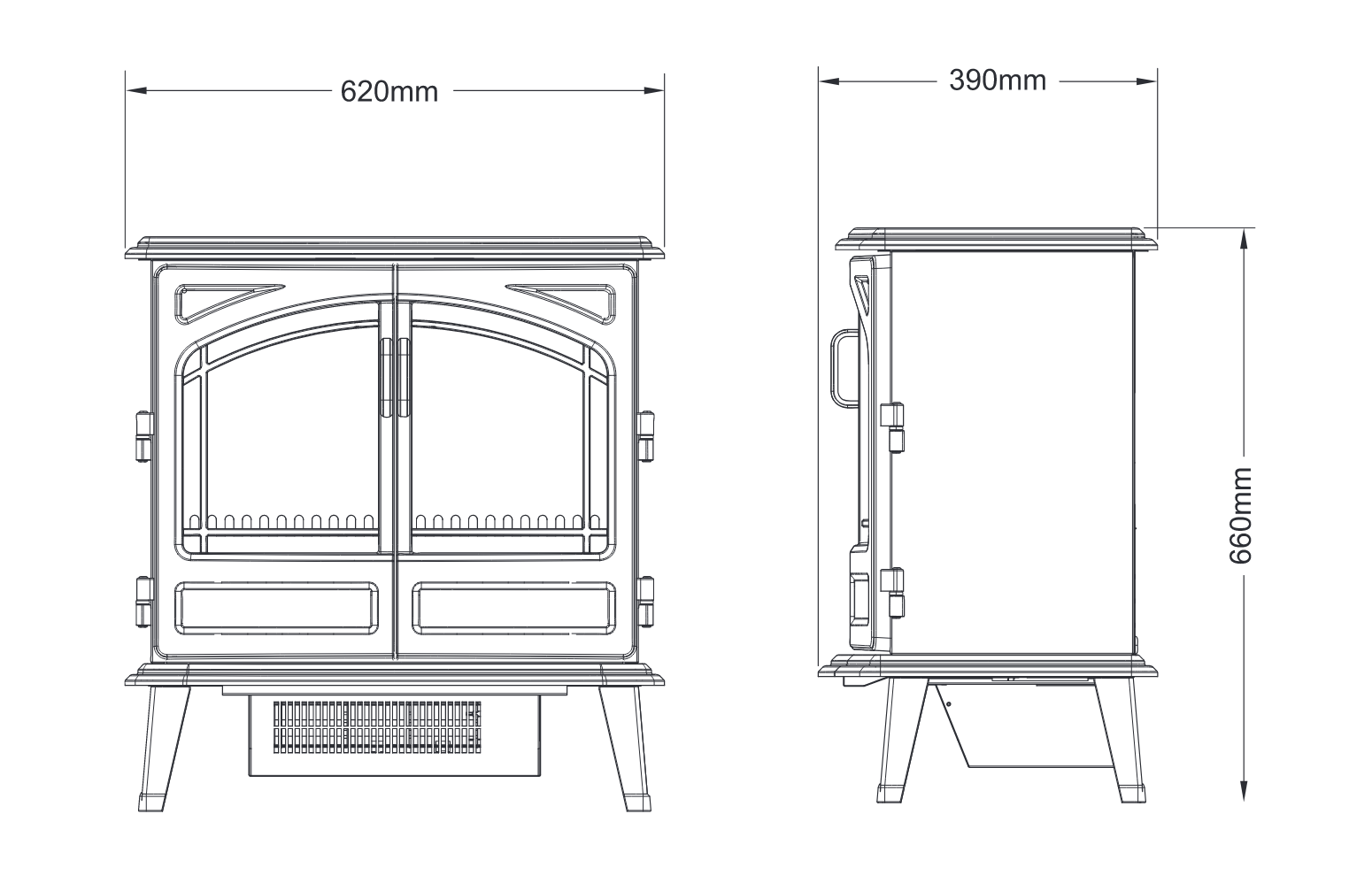 Dimplex Leckford Stove Sizes