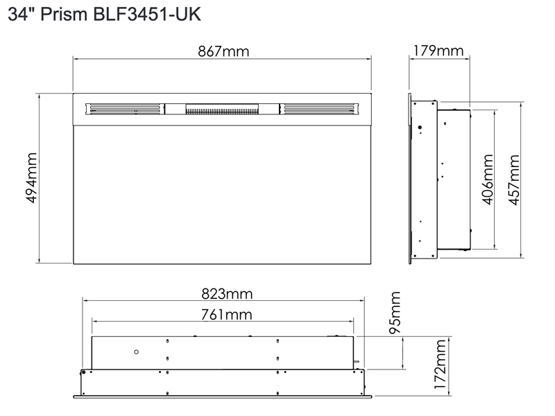 Dimplex Prism 34 Electric Fire Dimensions