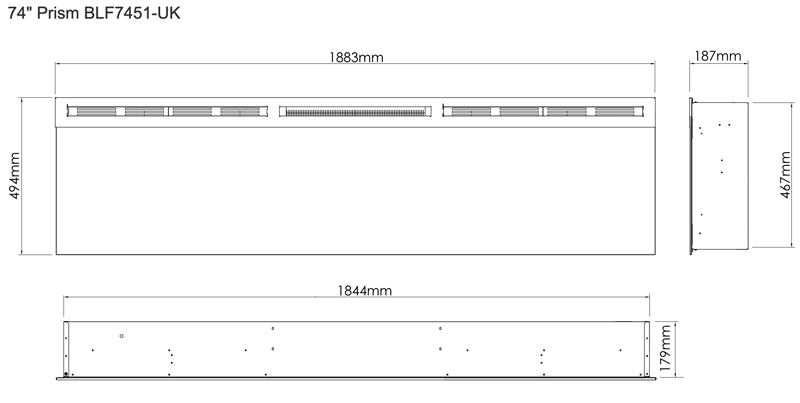 Dimplex Prism 74 Linear Electric Fire Sizes