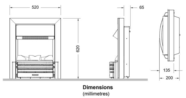 Dimplex Sacramento Sizes