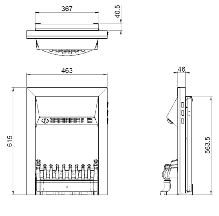 Dimplex Balmoral Ecolite Fire Dimensions