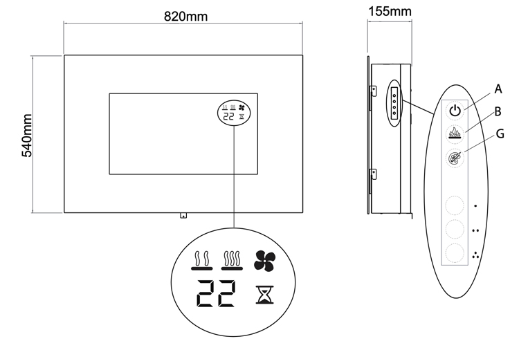 Dimplex Toluca Dimensions