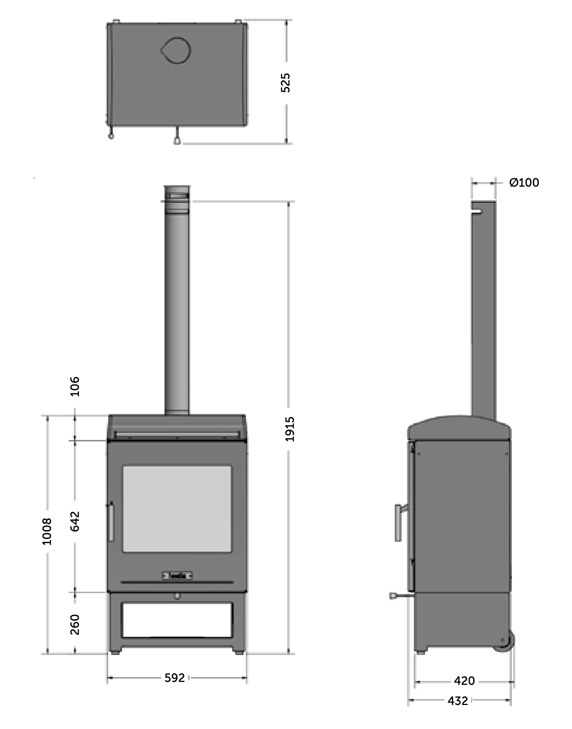 Hestia Heat 50 Outdoor Stove Dimensions