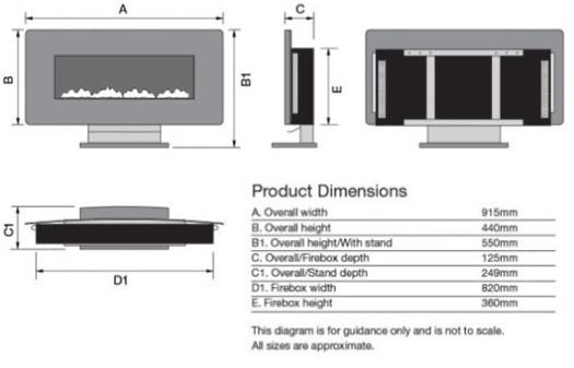 Eko 1120 Electric Fire Sizes