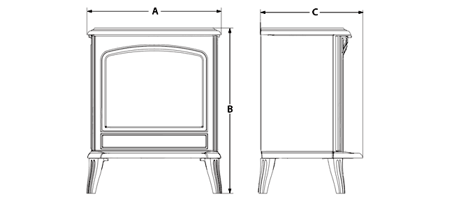 Ekofires 6030 Flueless Gas Stove Sizes