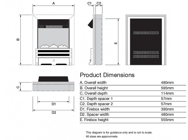 Eko 1060 Electric Fire Sizes