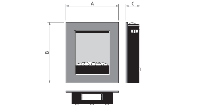 Eko Fires 1011 LED Electric Fire Sizes