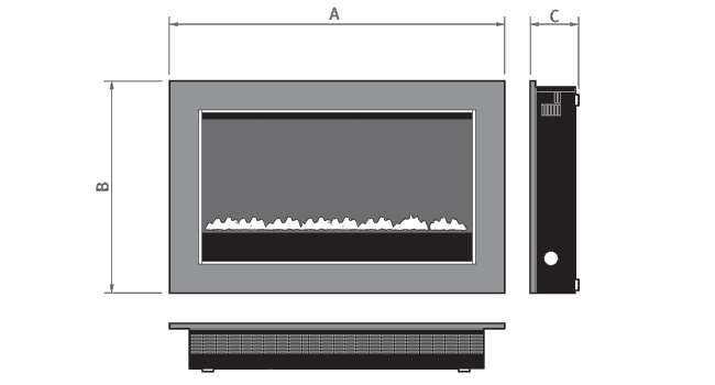 Eko Fires 5070 Flueless Gas Fire Sizes