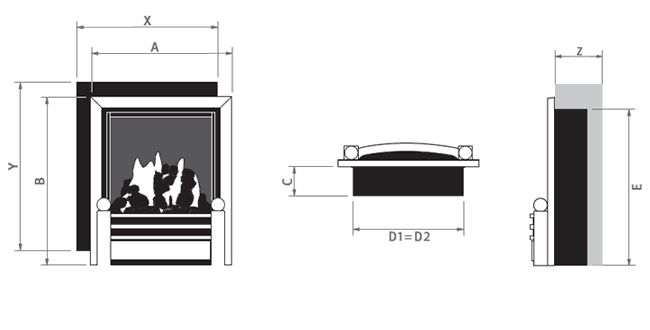 Eko Fires 5510 Inset Flueless Gas Fire Sizes