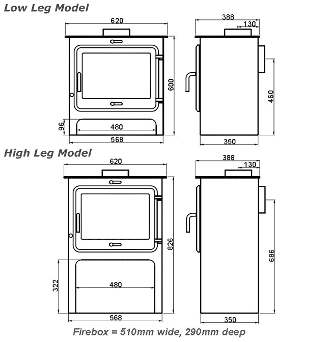Ekol Clarity 12 MultiFuel / Wood Burning Stove Flames.co.uk