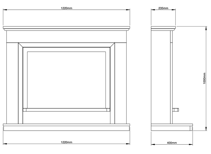 Pryzm Alesso Fireplace Dimensions