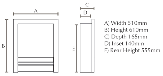 Elgin & Hall Chollerton Edge 16" Electric Fire Sizes