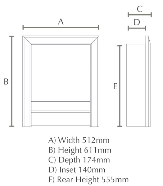 Elgin & Hall Chollerton 16" Electric Fire Dimensions