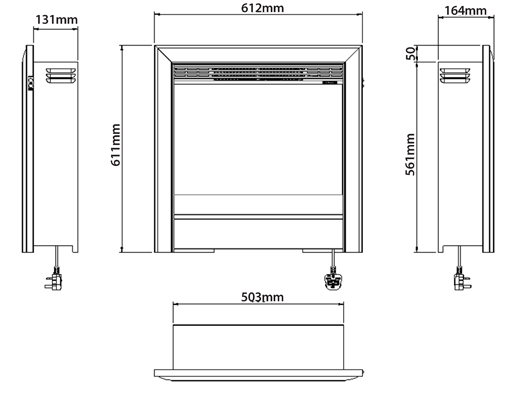 Elgin & Hall Chollerton Electric Fire Sizes