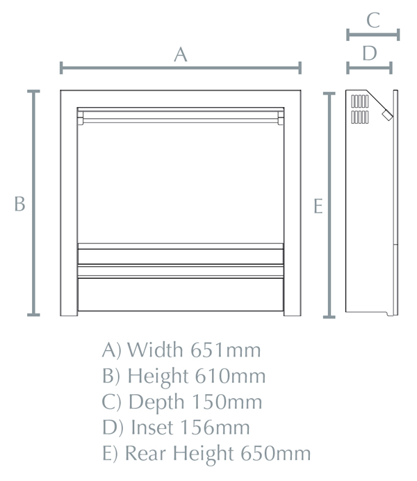 Elgin & Hall Novus 22" Electric Fire Dimensions