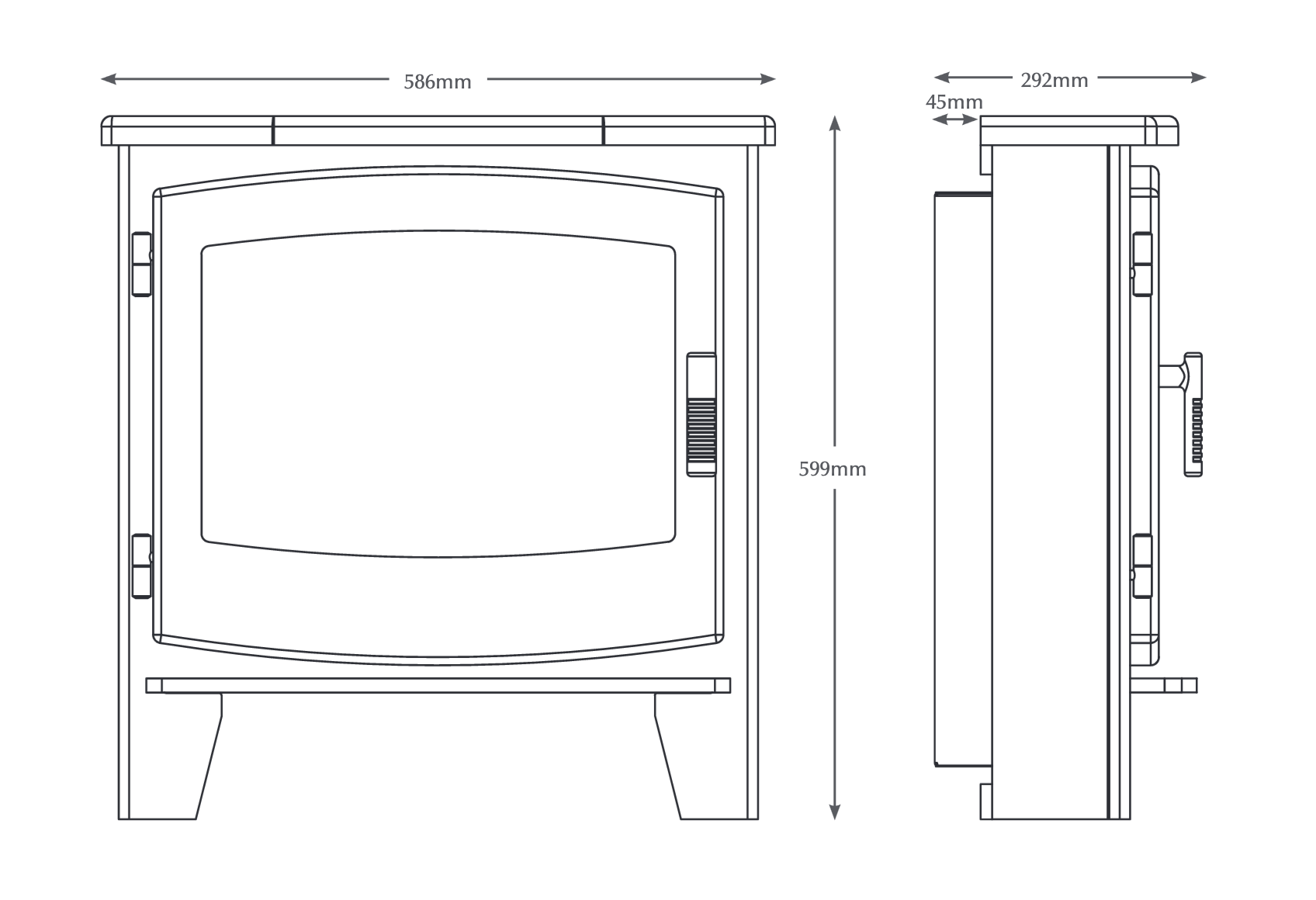 Elgin & Hall Beacon Large Inset Stove Dimensions