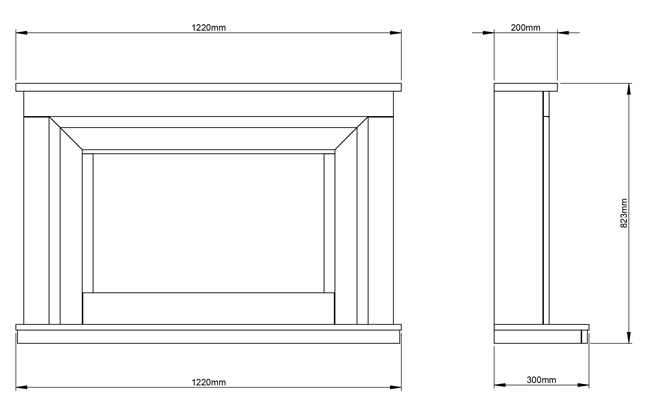 FLARE Collection Wellbank Fireplace Suite Dimensions