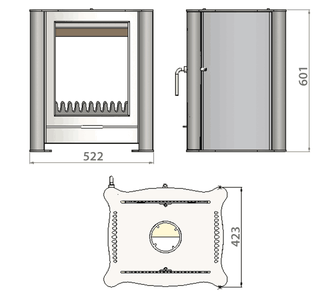 Firebelly FB1 Double Sided Wood Burning Stove Sizes