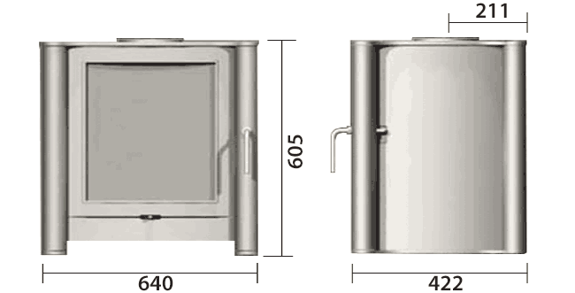 Firebelly FB2 Double Sided Wood Burning Stove Sizes