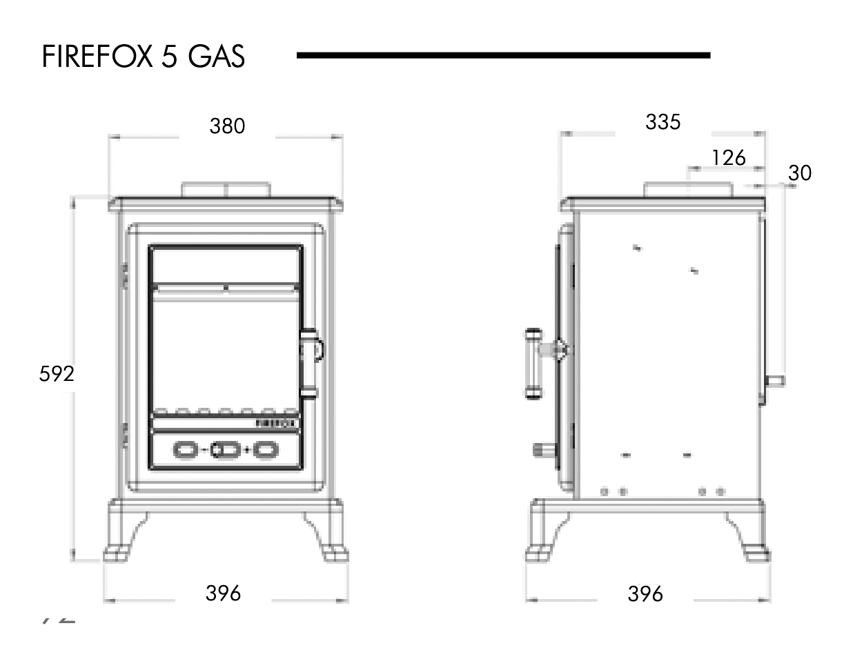 Firefox 5 Eco Gas Stove Dimensions