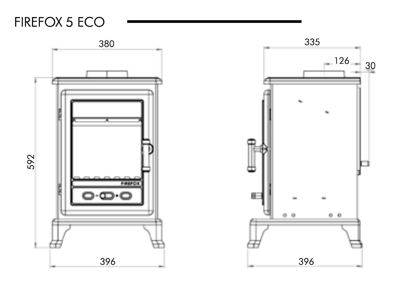 Firefox 5 Eco Stove Dimensions