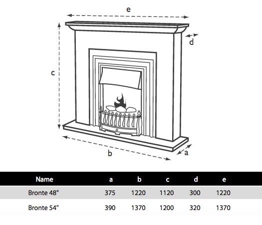 Flamerite Bronte Electric Fireplace Dimensions