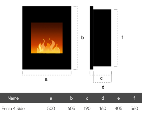 Flamerite Ennio 4 Sided Electric Fire Dimensions
