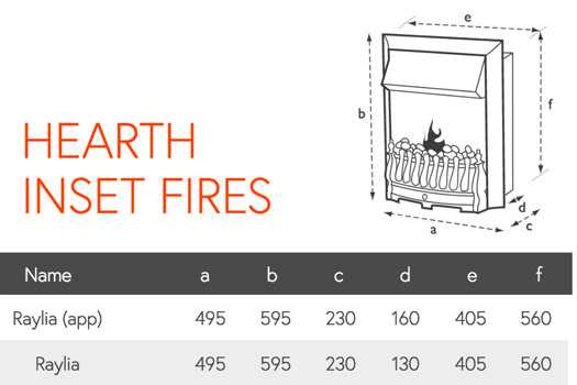 Flamerite Raylia Electric Fire Dimensions