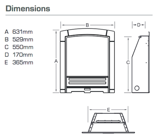 Flavel Decadence Plus Gas Fire Dimensions