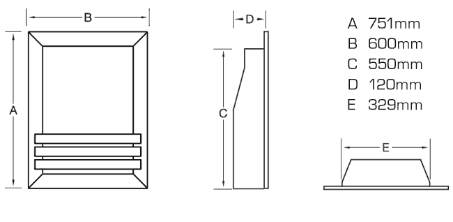 Wall Mounted Flavel Windsor Contemporary Gas Fire Sizes