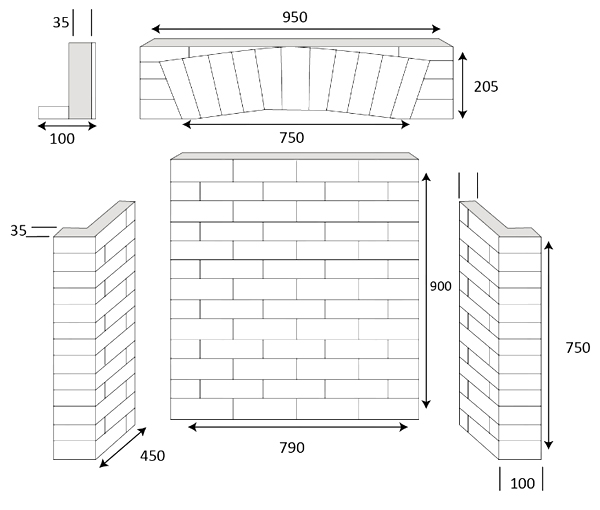 Gallery 4 Piece Rustic Brick with Arch Chamber Sizes