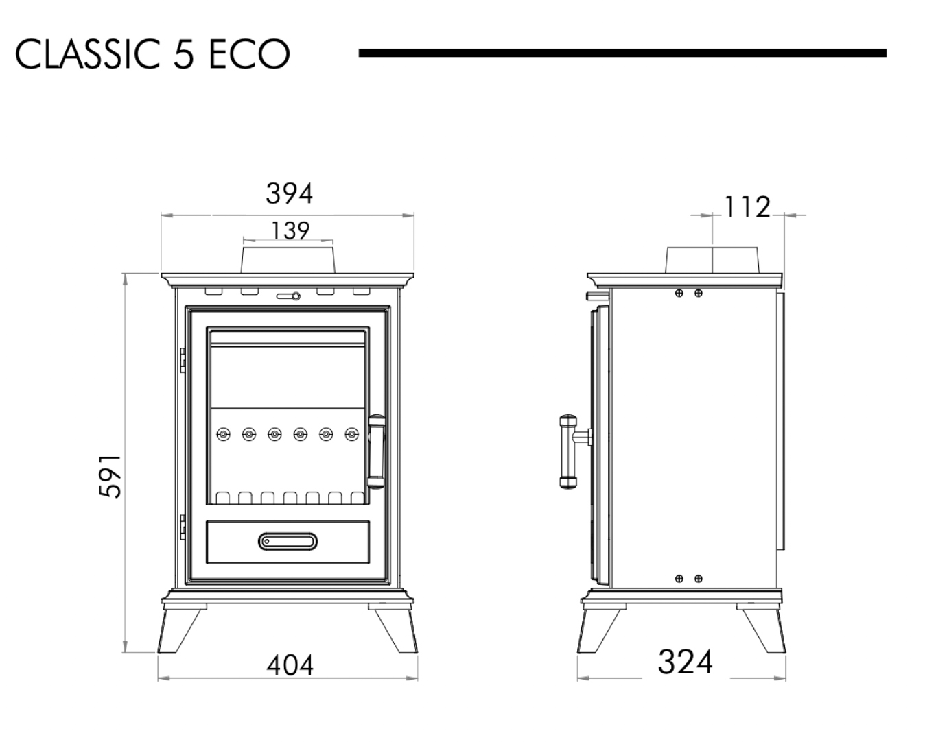 Classic 5 Eco Stove Dimensions