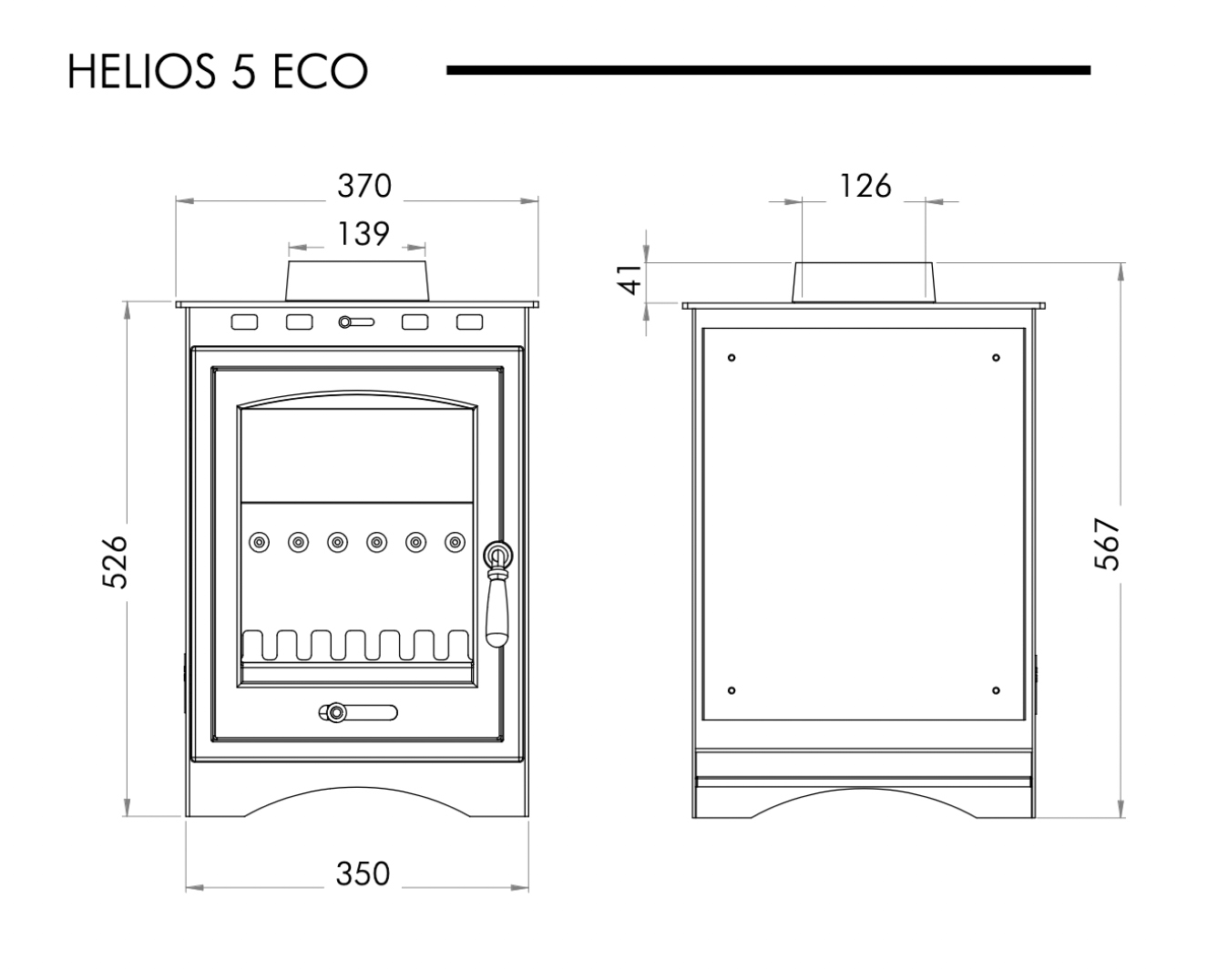 Helios 5 Eco Stove Sizes