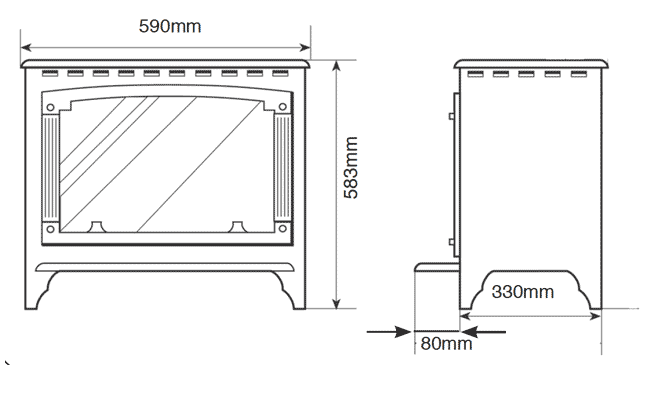 Gazco Marlborough Medium Electric Stove Sizes