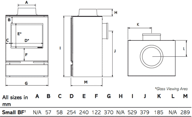 Gazco Riva Vision Small Balanced Flue Gas Stove Dimensions