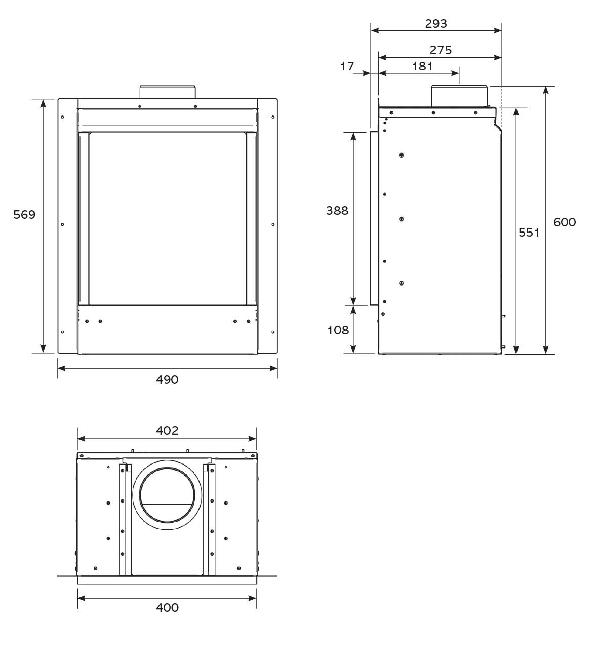 Gazco Riva2 400 Gas Fire Sizes