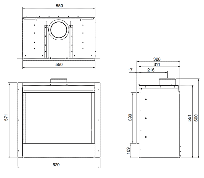 Gazco Riva2 500 Gas Fire Sizes