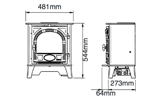 Gazco Stockton 5 Electric Stove Sizes