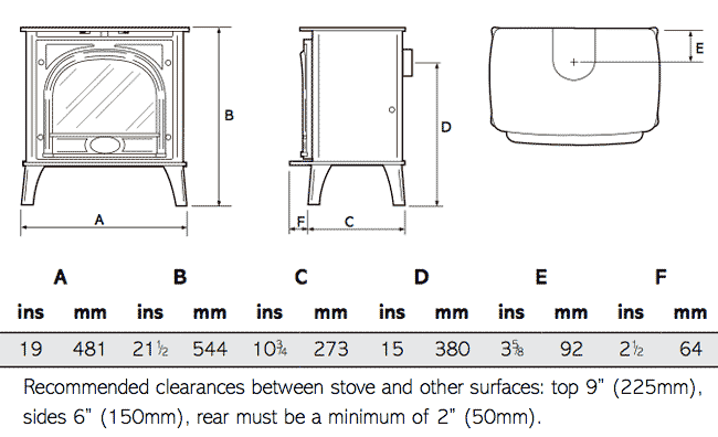 Gazco Stockton 5 Gas Stove Sizes