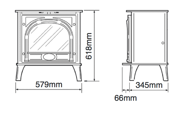 Gazco Stockton Medium Electric Stove Sizes