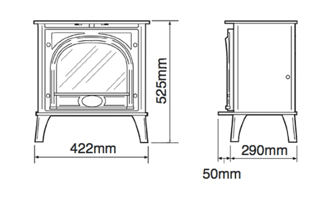 Gazco Stockton Small Electric Stove Sizes