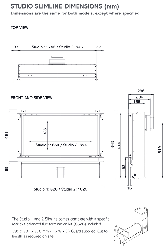 Gazco Studio Slimline Gas Fire Dimensions