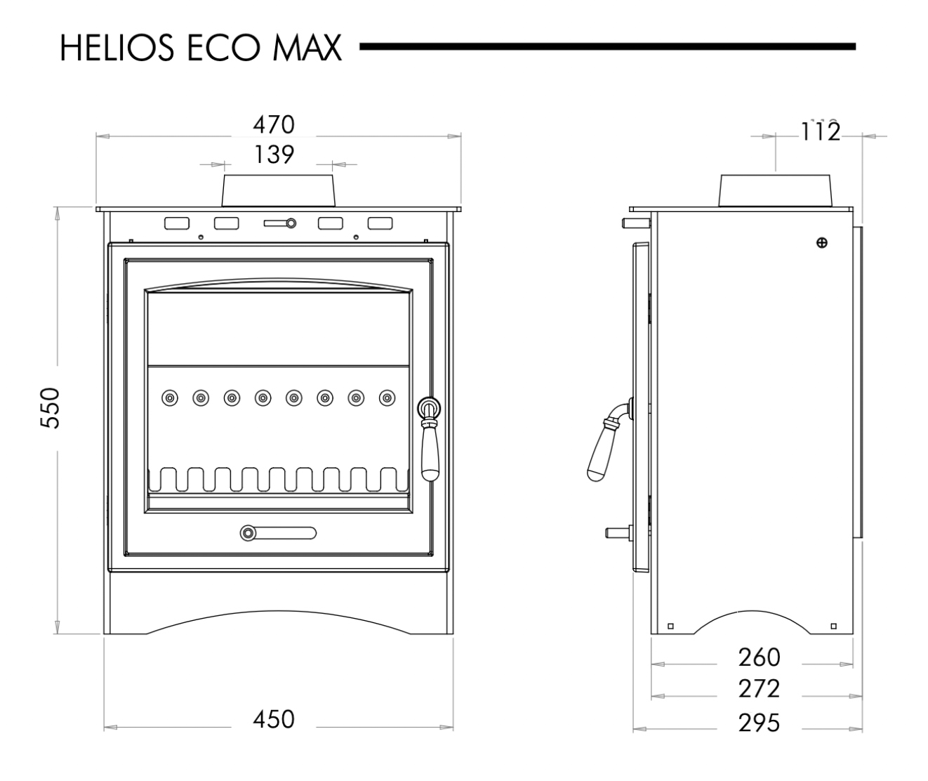 Gallery Helios Eco Max Stove Dimensions