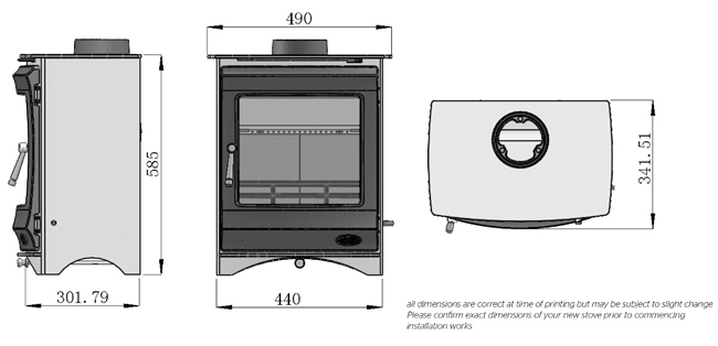 Henley Stoves Elcombe 5kW Dimenions